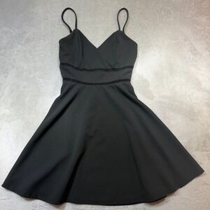 Jun & Ivy Black Skater Dress XS Crochet Trim Fit Flare Mini 25V4373PCD